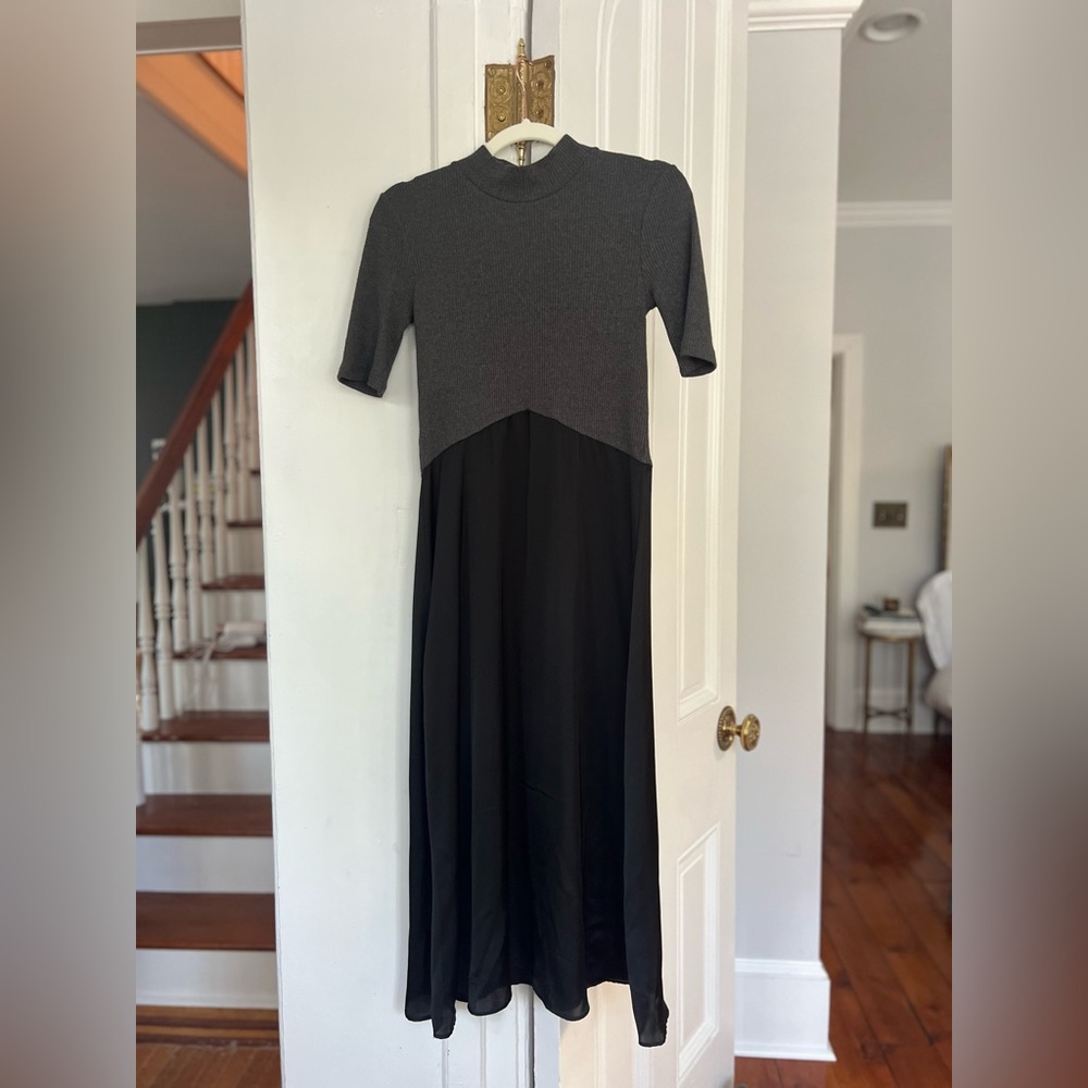 Zara Gray and Black Maxi Dress